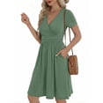 thumbnail image 4 of UVN Dresses for Women Deep V Neck Short Sleeve Summer Sundress Midi Party dress with Pocket, 4 of 9