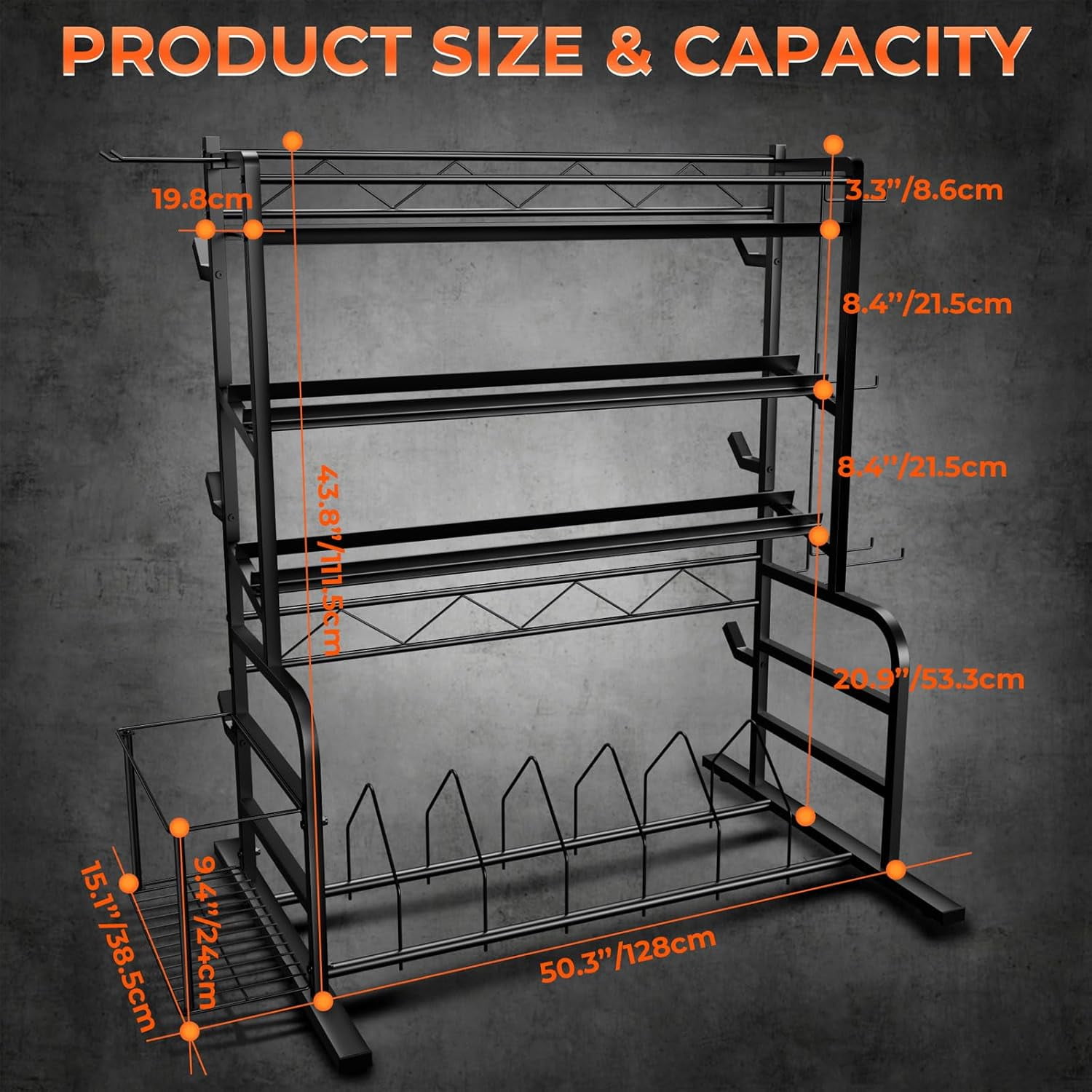 XL Adjustable Weight Rack for Dumbbells - Bonvork Barbell Holder Bumper Plate Storage Rack with 3 Olympic Bar Racks, Dumbbell Rack Weight Stand,Home Gym Storage Rack for kettlebells,Yoga Mat