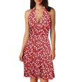 thumbnail image 1 of Women Summer Sleeveless Neck Women Dresses with Pockets Spring Boho Floral with Dresses Casual Summer Pocket Elastic Waist Ruffle Dresses Summer Mini Dresses, 1 of 5