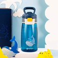thumbnail image 2 of Botella de agua para niños con pajita, reutilizable, para la escuela, sin BPA, a prueba de fugas, 480 ml, azul, ballena, 2 of 4