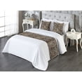 thumbnail image 3 of Leopard Print Bed Runner Set, Classic Wild Cat Skin Inspired Spots Jungle Design Fashion, Decorative Bedding Scarf & 2 Pillow Shams for Hotels Homes, King, Dark Brown Beige and Camel, by Ambesonne, 3 of 3