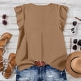 thumbnail image 6 of BXINGOHAI Womens Short Sleeve Shirts V Neck Collared Button Down Shirt Tops with Pockets Khaki XL, 6 of 6