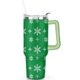 thumbnail image 2 of Green White Snowflakes 40 Oz Tumbler with Handle Lid and Straw Stainless Steel Double Walled Vacuum Insulated Cup Merry Christmas Gifts Tumbler for Women Men Friends Outdoor Indoor, 2 of 6