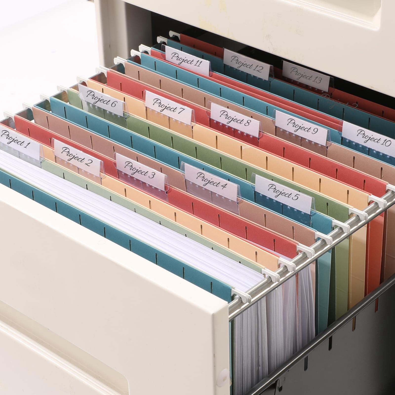 Hanging File Folders  50 Pack Letter Size With 1/5-cut Tabs Stay Organized For Your Home And Office Bulk Documents Paper 5 Retro Colors