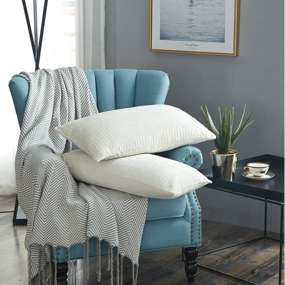 Home Soft Things Pleated Velvet 2 Piece Throw Pillow Cover Set - Gardenia - 14" x 26"