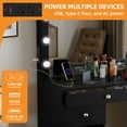 thumbnail image 6 of Craftian 45.5" Large Makeup Vanity Desk Set with Mirror and Lights, Dressing Table with Charging Station, Makeup Table with 8 Drawers - Black, 6 of 10