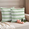 thumbnail image 2 of Sage Green Striped Outdoor Waterproof Pillow Covers, Farmhouse Vintage Stripes Decorative Square Throw Pillowcase Sofa Cushion Sham for Patio/Couch/Chair, 20"x20" 2 Pack, 2 of 8