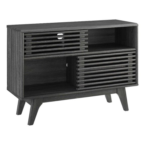 Modway Render Modern Style Particleboard Wood Display Stand in Charcoal