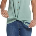 thumbnail image 2 of Weatherproof Vintage Women's Tie Front T-Shirt V-Neck Braided Knit Top-Green / M, 2 of 6