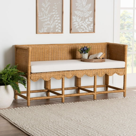 bali & pari Seranay Boho Accent Bench, Light Honey