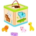 thumbnail image 1 of TOOKYLAND Wooden Shape Sorting Cube - Sorter Box Educational Toy, Ages 12m+, 1 of 9