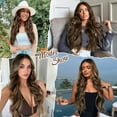 thumbnail image 6 of Clip in Long Wavy Synthetic Hair Extension 24 Inch Balayage Dark Brown to Chestnut 4PCS Thick Hairpieces Fiber Double Weft Hair for Women, 6 of 7