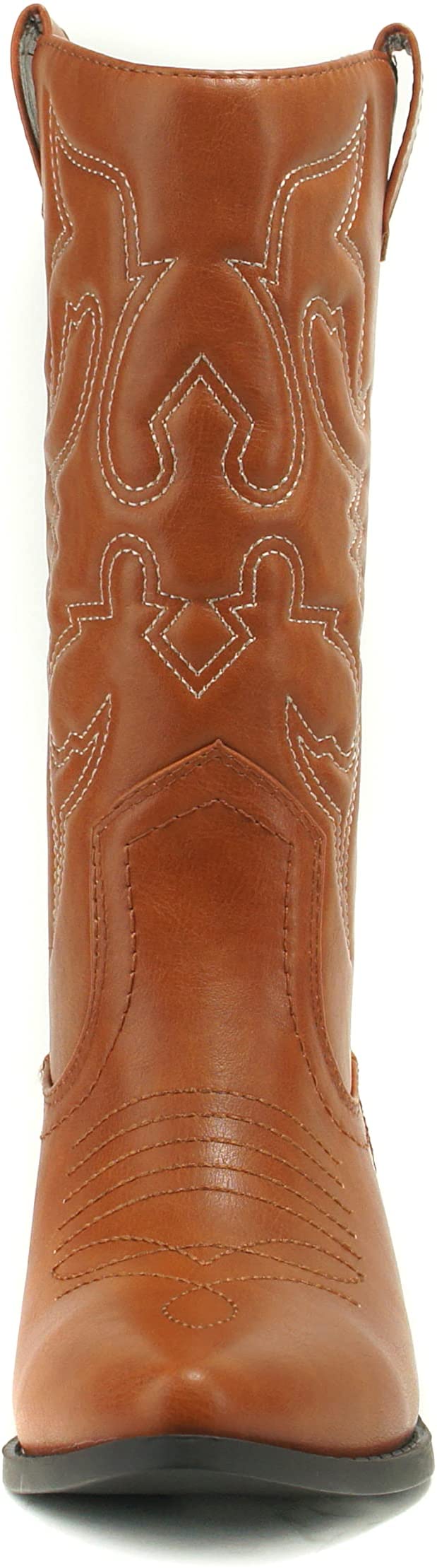 Soda Women Cowgirl Cowboy Western Stitched Boots Pointy Toe Knee High Reno-S Cognac Tan Light Brown 7.5 - image 3 of 4