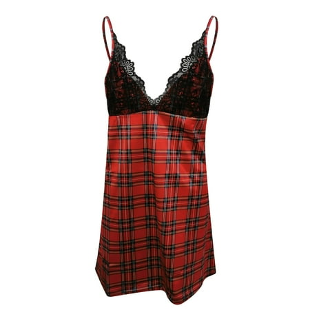 

AIYUQ.U Women s fashion V neck backless lace suspender nightdress