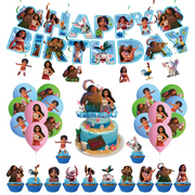 Moana Party Decorations, Birthday Supplies including Banners, Balloons, Cake Toppers for Cartoon Birthday Party Decorations