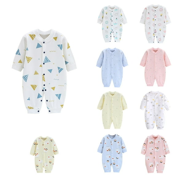 Ahuyic Toddler Kids Casual Rompers, Autumns And Winters Kids Long Sleeved JumpSuit,Autumns And Winter Childrens Printing Newborn Button-Neck Long Sleeved Long Rompers