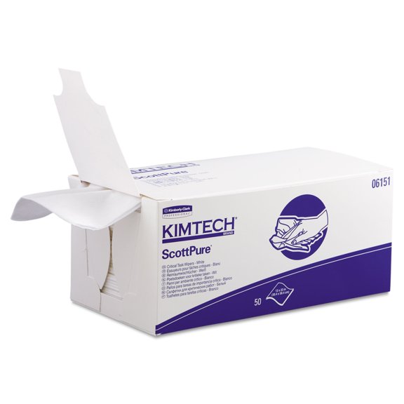 Kimberly Clark Consumer 6121 12 x 15 in. 1 by 4 Fold Scottpure Wipers - White, 100 per Box