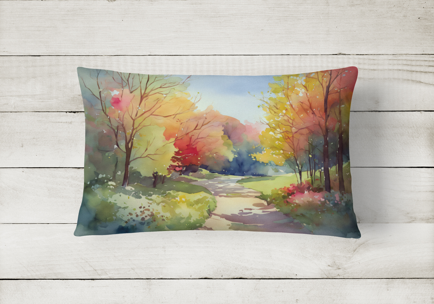 North Carolina Dogwoods in Watercolor Fabric Decorative Pillow - image 2 of 4