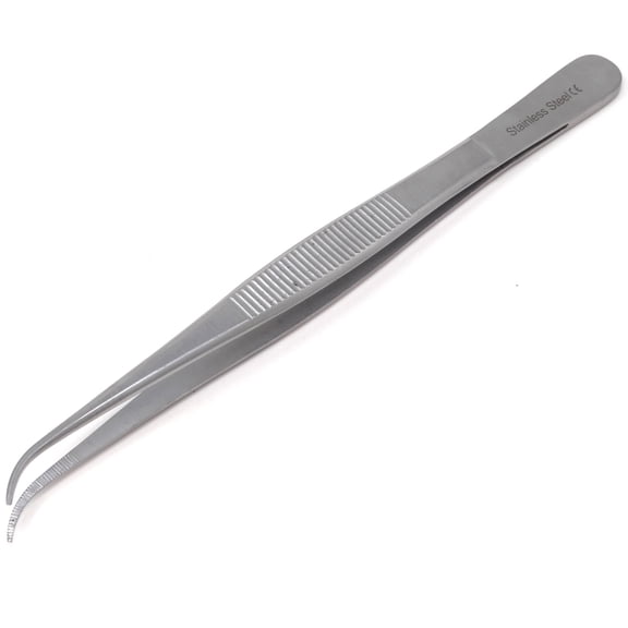 Stainless Steel Tweezers Serrated Point Tips 5.5" Curved for Beading Projects DIY Craft