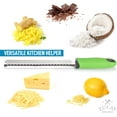 thumbnail image 2 of Zulay Kitchen Cheese Grater & Zester - Stainless Steel Lemon Zester Tool - Zester for Kitchen - Cheese Grater Handheld - Chocolate, Coconut, Nutmeg, Ginger, Lemon Zester - Citrus Zester (Green), 2 of 7