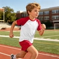 thumbnail image 7 of Girls Summer 2 Piece Outfits Short Sleeve T Shirts Top and Shorts Set Kids Clothing Sets with Pockets Teen Soft Comfy Athletic Casual Sets Sportswear Red 5-6 Years, 7 of 7