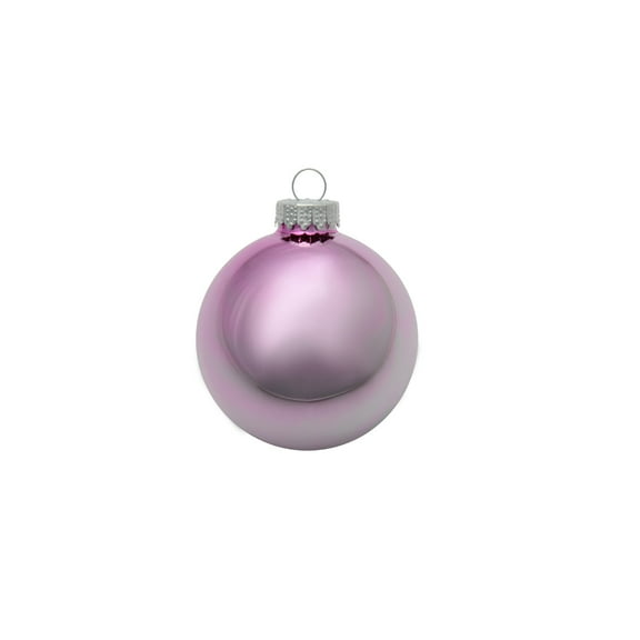 Whitehurst Petite Shiny Finish Glass Christmas Ball Ornaments - 1.25" (30mm) - Baby Pink - 40ct