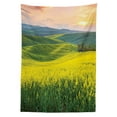 thumbnail image 3 of Ambesonne Nature Tablecloth Rectangular Table Cover, Hills Valley Sunrise, 60"x90", Yellow Green, 3 of 4