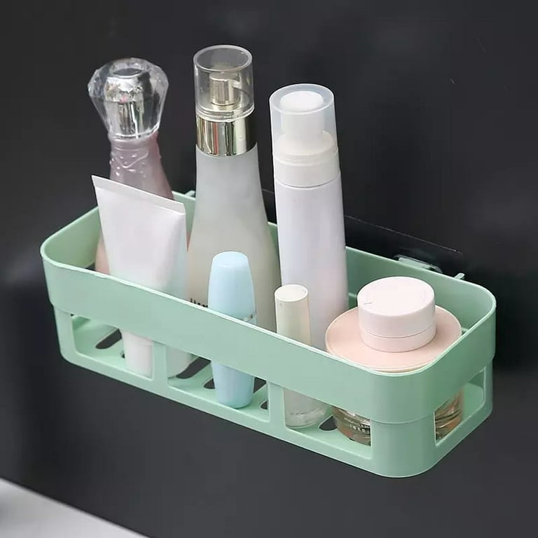 Bath Shelve, Adhesive Shelf Shower Caddy Bathroom Organizer, Plastic Wall  Mounted Shower Caddy Basket，White Storage Rack for Bathroom/Kitchen, Large