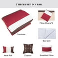 thumbnail image 3 of HGMart Bedding Comforter Set Bed In A Bag - 7 Piece Luxury Microfiber Striped Bedding Sets - Oversized Bedroom Comforters, Cal King Size, Burgundy, 3 of 6