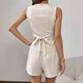 thumbnail image 5 of ibiyuan 2 Piece Sets for Women Summer Fashion 2026 Button V Neck Vest Tops High Waist Shorts Business Casual Outfits, 5 of 7