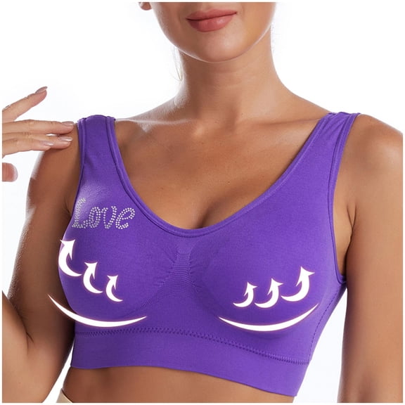 Womens Plus Size Sports Bras S-4X Wireless Push Up Tshirts Bralettes Lightweight Pullover Padded Support Athletic Workout Underwear Bra