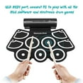 thumbnail image 2 of 9 Pads Digital Electronic Drum USB Roll Up Silicone Drum Set with Foot Pedals, 2 of 11