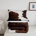 thumbnail image 5 of Brown and White Queen Size Comforter Set Cowhide Cow Print Bedding Set, Milk Cow Down Comforter Wildlife Hair Bed Set, Animal Skin Pattern Quilted Duvet, 5 of 6