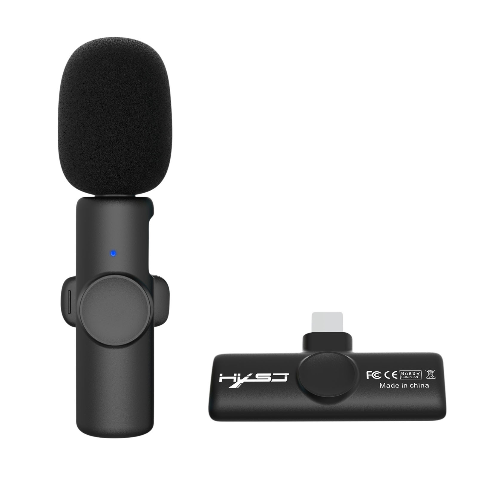 Micrófono de solapa inalámbrico Kiplyki 2.4GHz, mini para grabación de audio y video, compatible con iPhone y Type-C 2