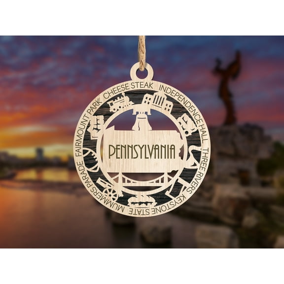 The Cabin Woodworker - Baltic Birch Wood - Pennsylvania State Ornament - Solid Backing