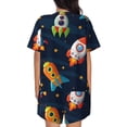 thumbnail image 3 of Lsque Spaceships and Stars Women's Short-Sleeved Pajama Set - 2 Piece Soft and Lightweight Sleepwear Set-Small, 3 of 9