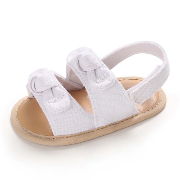 Odeerbi Babies First Walkers Baby Girls Sandals Stripe Solid Color Summer Flat Shoes Infant First Walkers