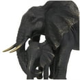 thumbnail image 4 of 14" x 9" Bronze Polystone Family Elephant Sculpture with Gold Foil Accents, by DecMode, 4 of 11