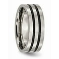 thumbnail image 4 of Titanium Polished Black Enamel Grooved 8mm Flat Band (Size 14) Made In China tb152-14, 4 of 4