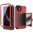 thumbnail image 1 of Funda con tapa para teléfono móvil con espejo de maquillaje, adecuada para la funda de silicona anticaída para teléfono móvil de la serie Samsung (rojo), 1 of 5