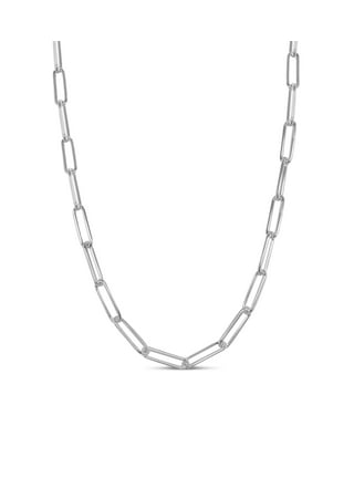 DA6346ZZA4SI0 Sterling Silver 1/3 ct T.W. Diamond Padlock Paperclip Necklace