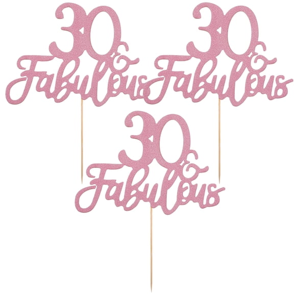 CIMAXIC Birthday 3 Pcs Rose Gold Birthday Glitter Cake Topper 30th Happy Birthday Cake Decorations 30th Birthday Party Supplies Cake Decorations,8.66"X6.3"X0.04"