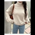 thumbnail image 4 of Suéter de Cuello Alto para Mujer, Jersey de Punto Grueso de Larga con Dobladillo Alto y Bajo, Top Moderno para Otoño e Invierno. M, 4 of 8