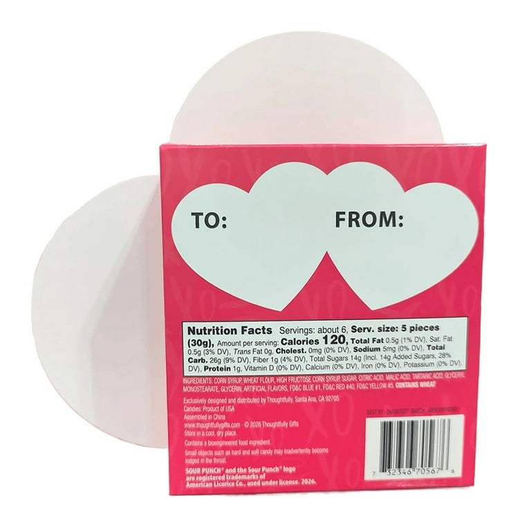 Thoughtfully, Medium Heart Box with Sour Punch Twists, Food Gift