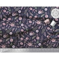 thumbnail image 3 of Soimoi Blue polyester Crepe Fabric Pecan Leaves & Rose Floral Print Sewing Fabric Yard 42 Inch Wide, 3 of 3