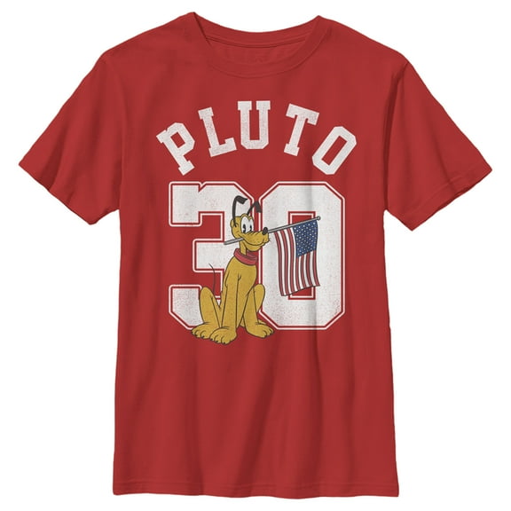 Boy's Mickey & Friends Pluto 30 American Flag  Graphic Tee Red X Small