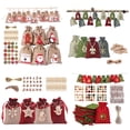 thumbnail image 2 of Bolsa de calendario de adviento de navidad, bolso de lino con cordón para colgar en la pared, con Clips, letrero de madera, cuenta regresiva de navidad, 24 unidades, 2022, 2 of 4