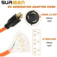 thumbnail image 2 of 30Amp to 20Amp 110V Generator Adapter Cord, 3 Prong NEMA L5-30P to 5-20R/5-15R Generator Adapter Distribution Locking Cord with Lighted Power Indicator, 10 Gauge, 1.5FT, ETL Listed$$Garden & Patio, 2 of 7