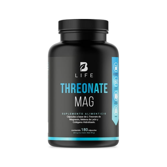 Threonate Mag B LIFE 180 cápsulas L Treonato de Magnesio Melena de León Colágeno Hidrolizado