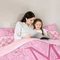 thumbnail image 5 of Manfei Letter Monogrammed M 2pcs Bedding Comforter Set,Kawaii Butterfly Bowknot Twin Comforter Sets,Pink Bling Glitter Breathable Bedding Set,Ultra Soft Home Decor,Reversible, 5 of 8